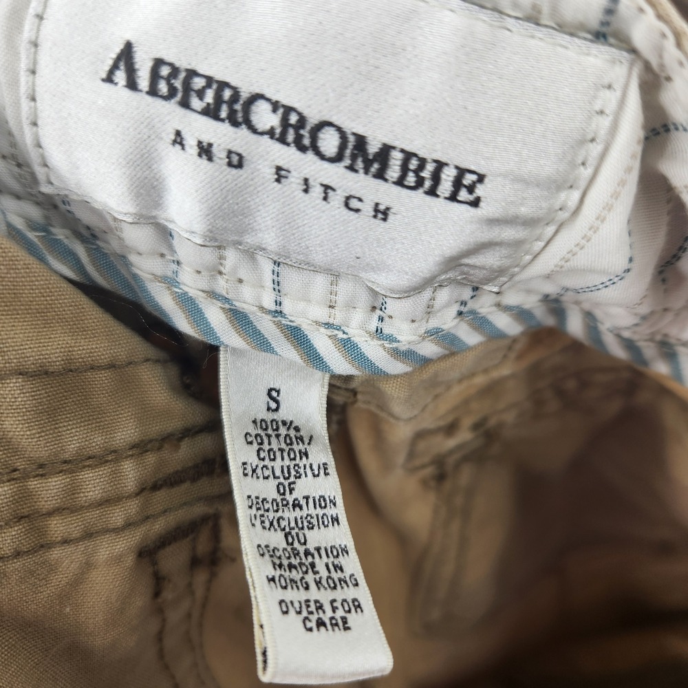 Vintage Abercrombie & Fitch Khaki Cargo Pants Tie Waist S Y2K Low Rise Wide Leg - Picture 3 of 14